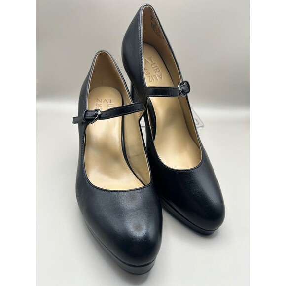 Naturalizer Talissa Womens Leather Pumps Black Heels Mary Jane Size 7.5M - Picture 1 of 9
